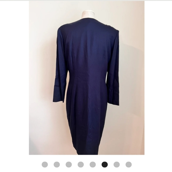 80s/90s M/L Julian Taylor Navy Dress - Picture 6 of 7